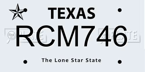 RCM746 Texas License Plate