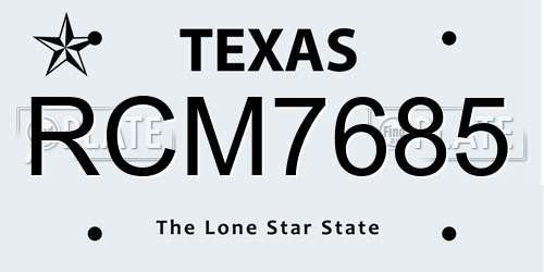 RCM7685 Texas License Plate
