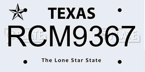 RCM9367 Texas License Plate