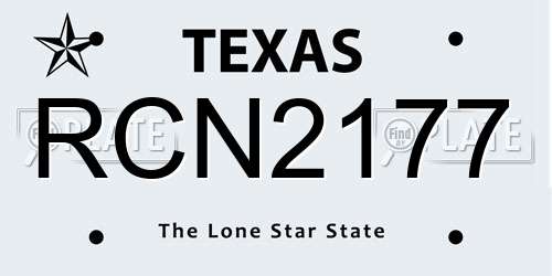 RCN2177 Texas License Plate
