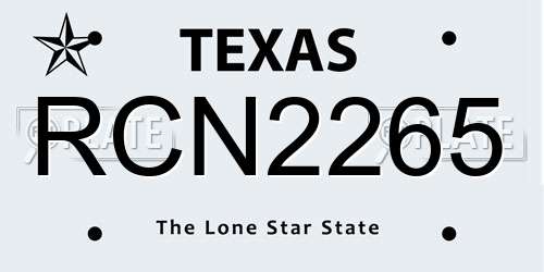 RCN2265 Texas License Plate