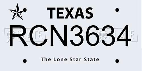RCN3634 Texas License Plate