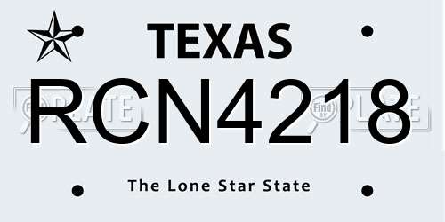 RCN4218 Texas License Plate
