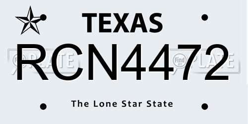 RCN4472 Texas License Plate