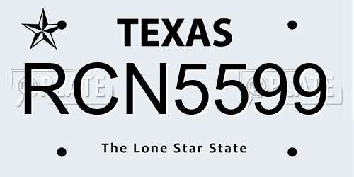 RCN5599 Texas License Plate