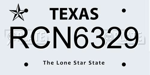 RCN6329 Texas License Plate