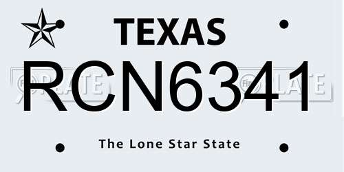 RCN6341 Texas License Plate