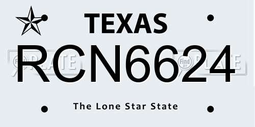 RCN6624 Texas License Plate