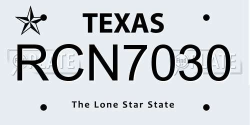RCN7030 Texas License Plate