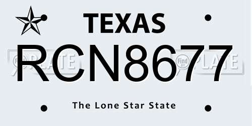 RCN8677 Texas License Plate