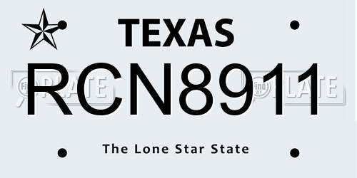 RCN8911 Texas License Plate