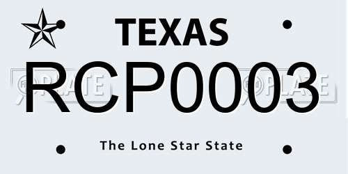 RCP0003 Texas License Plate