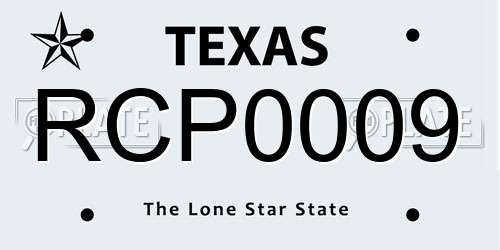 RCP0009 Texas License Plate