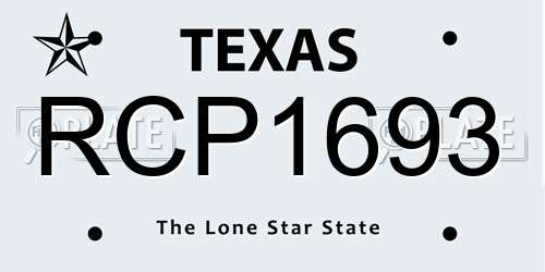 RCP1693 Texas License Plate
