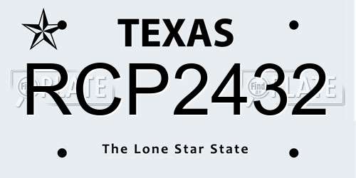 RCP2432 Texas License Plate