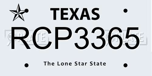 RCP3365 Texas License Plate