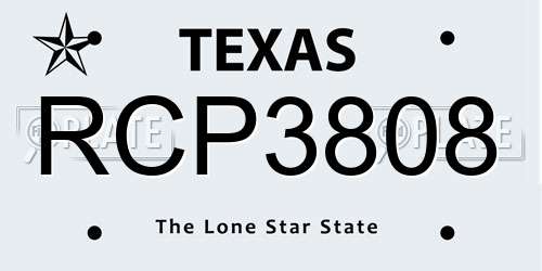 RCP3808 Texas License Plate