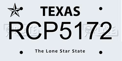 RCP5172 Texas License Plate