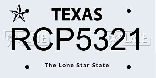 RCP5321 Texas License Plate