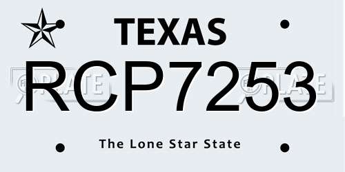 RCP7253 Texas License Plate