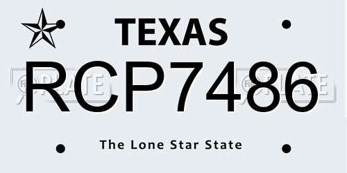 RCP7486 Texas License Plate