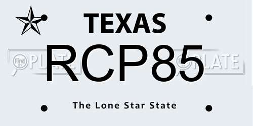 RCP85 Texas License Plate