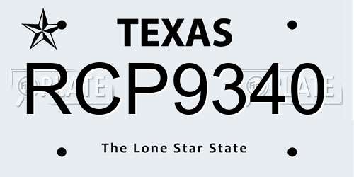 RCP9340 Texas License Plate
