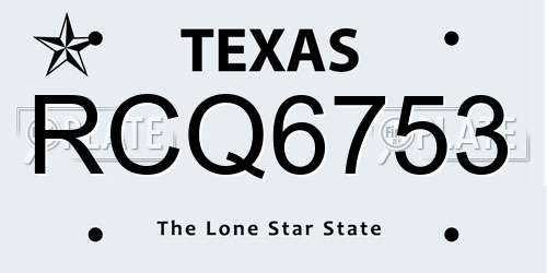 RCQ6753 Texas License Plate