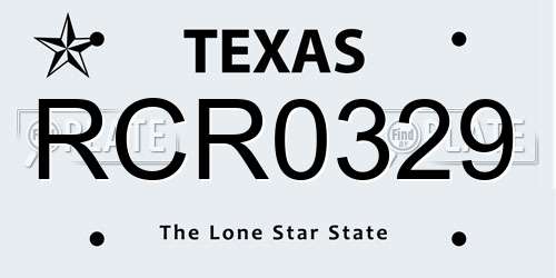 RCR0329 Texas License Plate