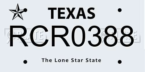 RCR0388 Texas License Plate