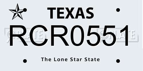 RCR0551 Texas License Plate