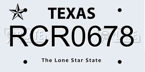 RCR0678 Texas License Plate