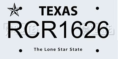 RCR1626 Texas License Plate