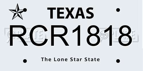 RCR1818 Texas License Plate