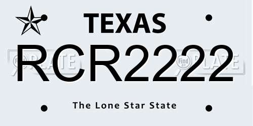 RCR2222 Texas License Plate