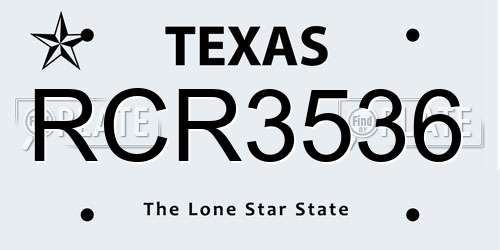 RCR3536 Texas License Plate