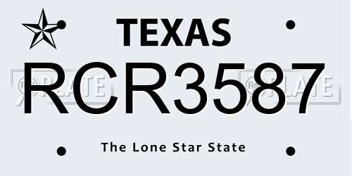 RCR3587 Texas License Plate