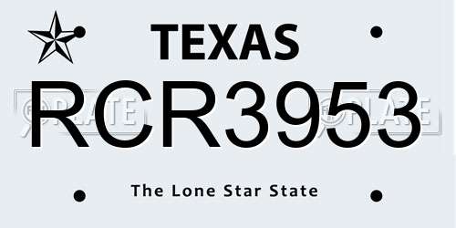 RCR3953 Texas License Plate