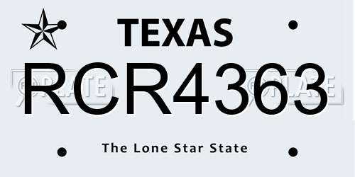 RCR4363 Texas License Plate
