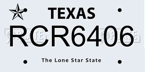 RCR6406 Texas License Plate