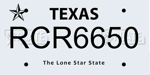 RCR6650 Texas License Plate