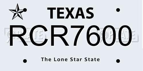 RCR7600 Texas License Plate