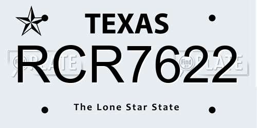 RCR7622 Texas License Plate