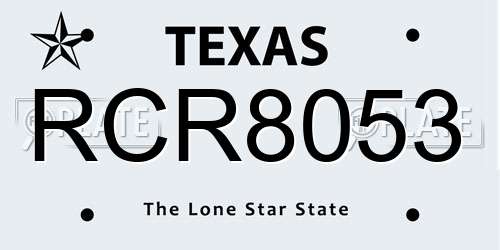 RCR8053 Texas License Plate