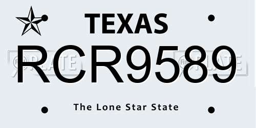 RCR9589 Texas License Plate