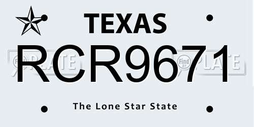 RCR9671 Texas License Plate