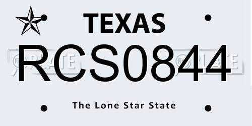 RCS0844 Texas License Plate
