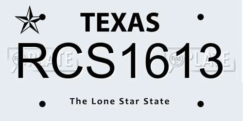 RCS1613 Texas License Plate