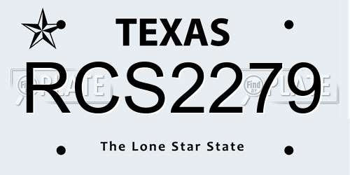 RCS2279 Texas License Plate