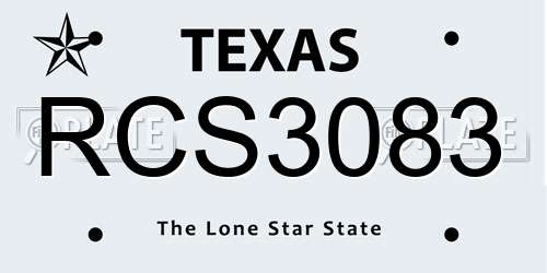 RCS3083 Texas License Plate